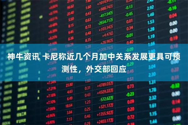 神牛资讯 卡尼称近几个月加中关系发展更具可预测性，外交部回应